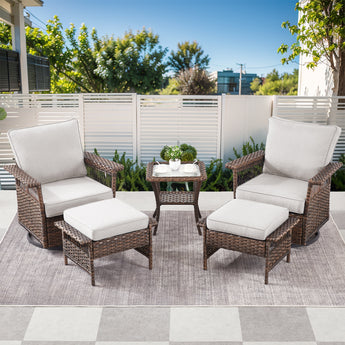 Swivel Glider Chairs Set with Ottoman and Side Table, SS Series - Belord