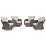 Swivel Glider Chairs (Set of 4) – Wide T-Back Design & 5" Thick Cushions, T Series - Belord
