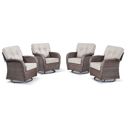 Swivel Glider Chairs (Set of 4) – Wide T-Back Design & 5" Thick Cushions, T Series