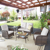 Patio Single PE Wicker Swivel Glider Chair with Thick Cushions, NDS Series - Belord