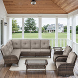 Large Sectional Set 10-Piece with Swivel Glider Chairs, Coffee Table, and Side Table, NDS Series - Belord