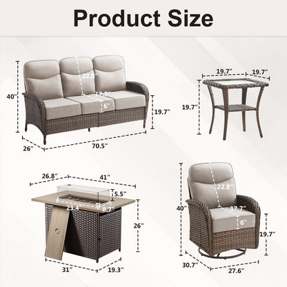 Premium 9-Piece Wicker Patio Set with Fire Pit Table – Resort-Style Comfort for Patio & Deck, ND Series - Belord