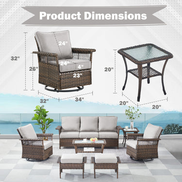 Swivel Glider Chairs Set with Side Table, SS Series - Belord