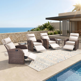 6-Piece Patio Recliner Set with Side Tables & 5" Cushions, AM Series
