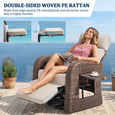Outdoor Recliner Chair Extendable Ottoman & Foldable Table, AM Series