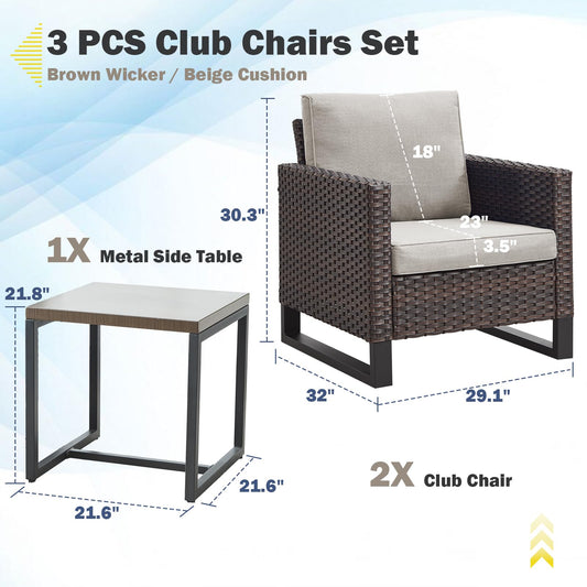 Patio Chairs Set with Side Table, GRS Series