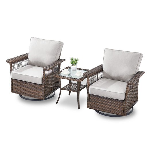 Swivel Glider Chairs Set with Side Table, SS Series