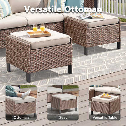 Patio Conversation Patio Set (6-Piece) — All-Weather Rattan Furniture with 3-Seater Sofa & Patio Chairs, WNG Series