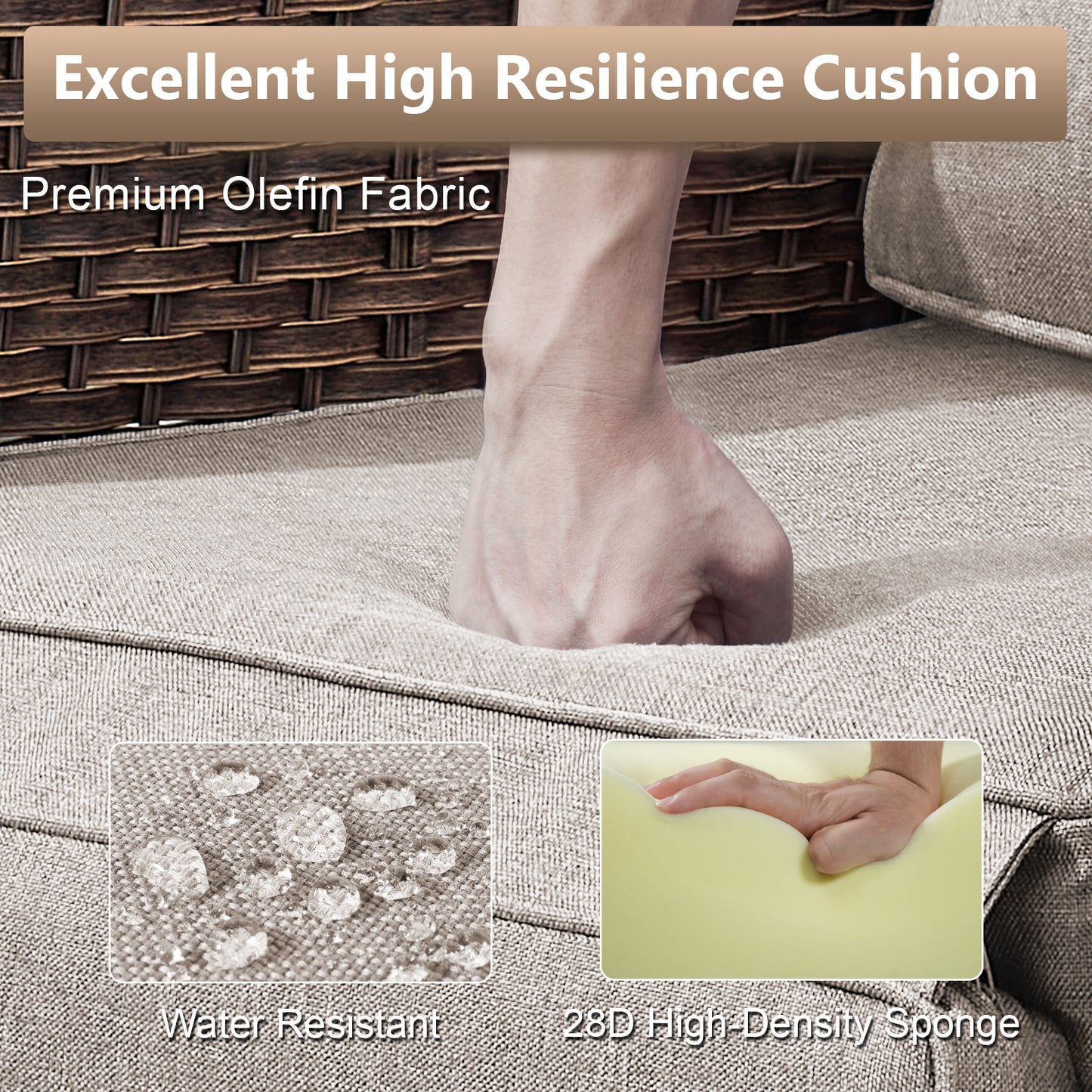 Premium 4-Piece Wicker Rocking Recliner Chair Set with Adjustable Backrest & Footrest, Cushioned PE Rattan Patio Lounge Chairs, NDS Series