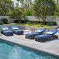 6-Piece Wicker Patio Lounge Set – 4 Adjustable 76.8" Chaise Lounges with 5-Inch Cushions + 2 Side Tables, NTC Series