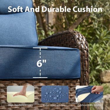 Premium 1-Piece Patio Sofa with Upgraded 6" Cushions – All-Weather Hand-Woven Wicker, High-Back Comfort for Garden & Front Porch, ND Series - Belord