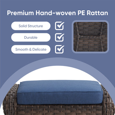 Luxury 10-Piece Patio Set – Sofa & Swivel Chairs with Ottomans, Hand-Woven All-Weather Wicker for Backyard Hosting, ND Series - Belord