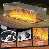 Premium 5-Piece Wicker Patio Set with Rectangular Metal Fire Pit Table – High Back Swivel Seating for Patio & Deck, ND Series - Belord