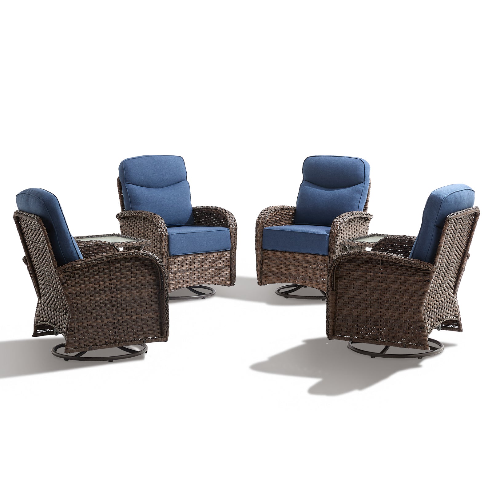 Luxury 6-Piece Swivel Patio Chair Set – High-Back Support, 6" Cushions & Side Tables for Backyard Entertaining, ND Series - Belord