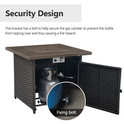 Premium 7-Piece Patio Swivel Chair Set with Square Wicker Fire Pit Table – Cozy Garden Lounge Style, ND Series - Belord