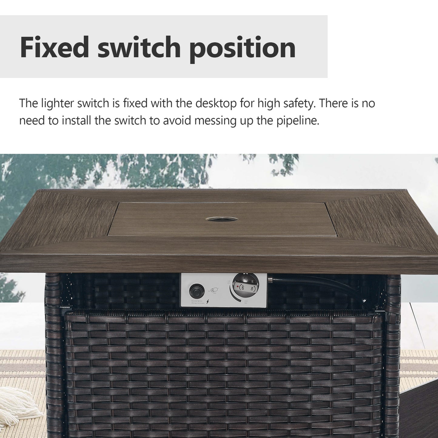 Premium 7-Piece Patio Swivel Chair Set with Square Wicker Fire Pit Table – Cozy Garden Lounge Style, ND Series - Belord