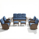 9-Piece Outdoor Conversation Set – Heavy-Duty Swivel Rockers, Waterproof Wicker for Large Deck Spaces, ND Series - Belord