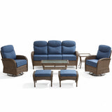 7-Piece Outdoor Seating Set – High-Back Sofa & Swivel Rockers with Ottomans for Stylish Summer Nights, ND Series - Belord