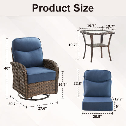 Luxury 6-Piece Swivel Patio Chair Set – High-Back Support, 6" Cushions & Side Tables for Backyard Entertaining, ND Series - Belord