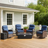 Upgraded 7-Piece Swivel Chair Patio Set with Split Fire Pit Table – Built for Social Summer Nights, ND Series - Belord