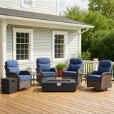 Upgraded 7-Piece Swivel Chair Patio Set with Split Fire Pit Table – Built for Social Summer Nights, ND Series - Belord