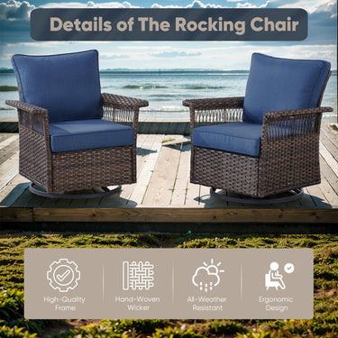 Outdoor 4" Wide Armrest Swivel Glider Chairs, SS Series - Belord