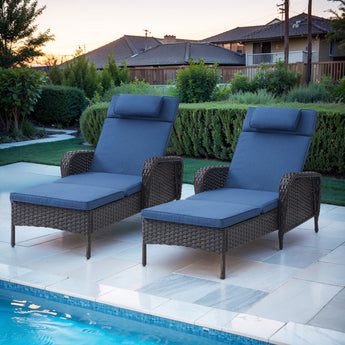 2-PC Outdoor Poolside 5-Position Adjustable Chaise Longue, NTC Series - Belord