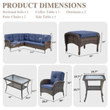 Large Sectional Set 12-Piece with Patio Chairs, Coffee Table, Side Table, and Ottoman, NDS Series - Belord