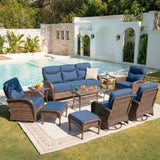 Luxury 10-Piece Patio Set – Sofa & Swivel Chairs with Ottomans, Hand-Woven All-Weather Wicker for Backyard Hosting, ND Series - Belord