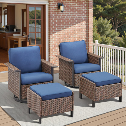 4-Piece Patio Furniture Set with Swivel Rocking Chairs & Ottomans, WNG Series