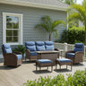 Premium 7-Piece Wicker Patio Set with Rattan Fire Pit Table – High-Back Seating for Garden Relaxation, ND Series - Belord