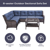 Save 50% - 7-Piece L-Shaped Patio Sectional Sofa Set + Wicker Coffee Table, NTC Series - Belord