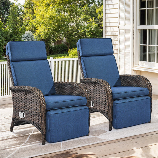 108°→155° Adjustable Chaise Lounge Set (2-Piece) - All-Weather PE Wicker & Steel Frame Reclining Outdoor Daybed | NDS Series