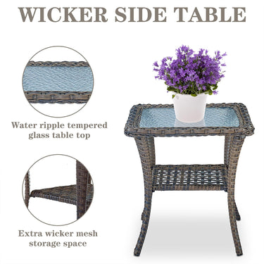 Wicker Rocking Chairs Set with Side Table, NDS Series - Belord
