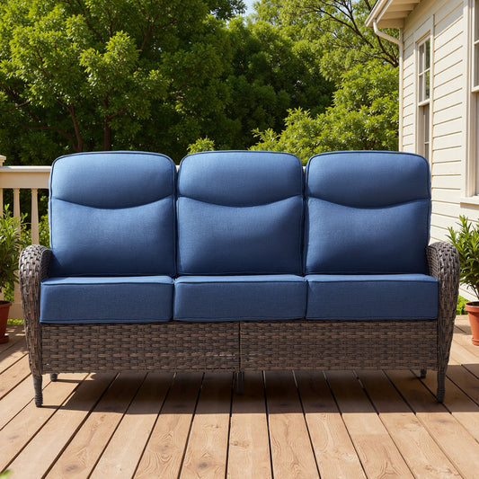 Premium 1-Piece Patio Sofa with Upgraded 6" Cushions – All-Weather Hand-Woven Wicker, High-Back Comfort for Garden & Front Porch, ND Series - Belord
