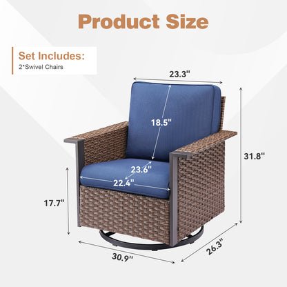 Patio Wicker Swivel Chairs Set Of 2, WNG Series