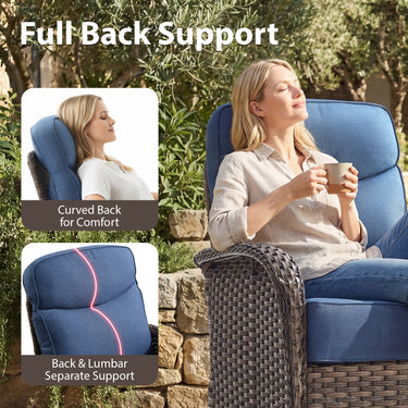 7-Piece Outdoor Seating Set – High-Back Sofa & Swivel Rockers with Ottomans for Stylish Summer Nights, ND Series - Belord