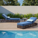 3-Piece Ultimate Comfort Lounge Set – 2 Adjustable 76.8" Chaise Lounges with 5-Inch Cushions + Side Table, NTC Series - Belord