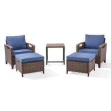 BBR Series 5-Piece Outdoor Set: 2 Patio Chairs, Footrests & Side Table - Premium All-Weather Wicker Patio Furniture - Belord