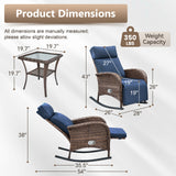 Luxury 3-Piece Adjustable Rocking Set - PE Wicker Recliners with Side Tables, NDS Series - Belord