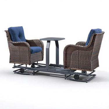Belord 2-Person Outdoor Wicker Glider Loveseat with Integrated Side Table & Cushioned Seats, NTC Series - Belord