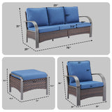 Patio Conversation Set 5-Piece with 1 Sofa, 2 Patio Chairs, 2 Ottoman, HW Series - Belord