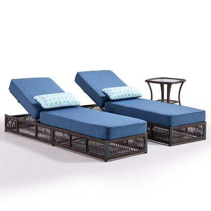 3-Piece Ultimate Comfort Lounge Set – 2 Adjustable 76.8" Chaise Lounges with 5-Inch Cushions + Side Table, NTC Series