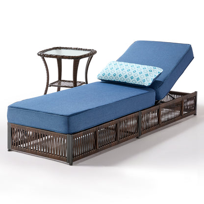 Solo Relaxation Set: 1 Adjustable 76.8" Chaise Lounge with 5-Inch Cushions & Side Table, NTC Series
