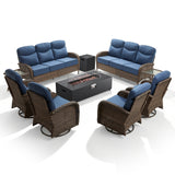 Grand 9-Piece Patio Furniture Collection with Split Fire Pit Table – Designed for Large Outdoor Spaces, ND Series - Belord