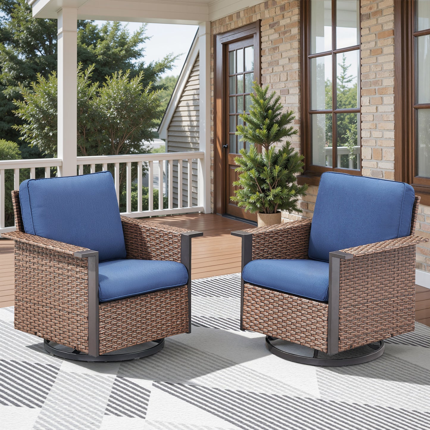 Patio Wicker Swivel Chairs Set Of 2, WNG Series