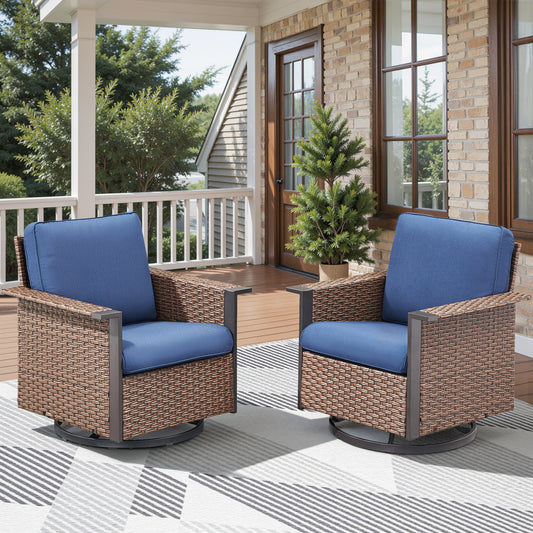 Patio Wicker Swivel Chairs Set Of 2, WNG Series