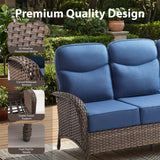 9-Piece Outdoor Conversation Set – Heavy-Duty Swivel Rockers, Waterproof Wicker for Large Deck Spaces, ND Series - Belord