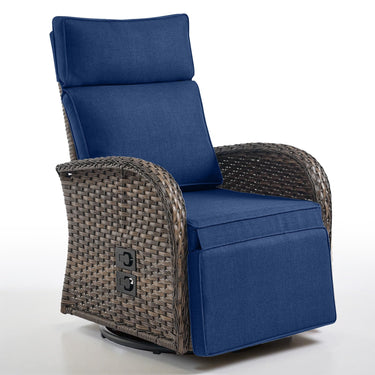 Premium Dual-Adjust Swivel Chaise - Patio Recliner with Customizable Backrest & Footrest, Luxury All-Weather Wicker - Belord