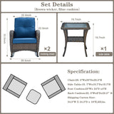 Wicker Rocking Chairs Set with Side Table, NDS Series - Belord